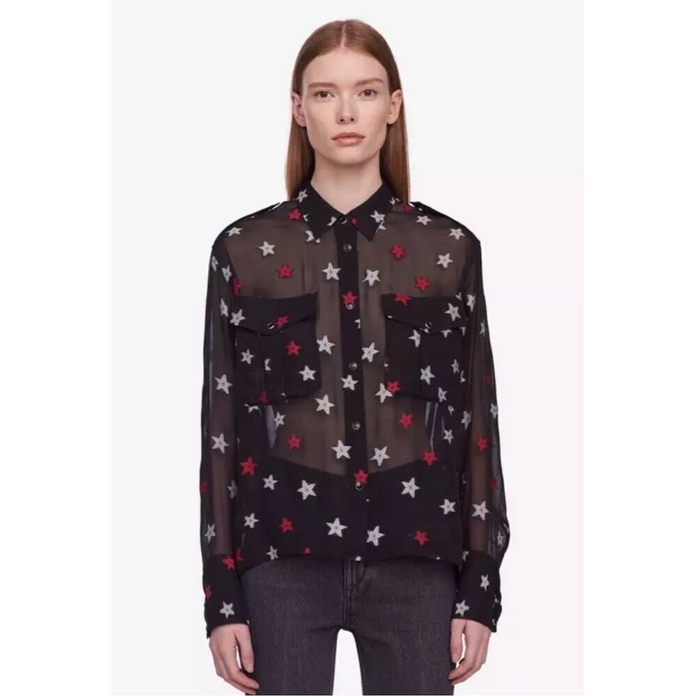 Rag & Bone Women's Black Collared Long Sleeve Blouse Size M - Picture 2 of 6